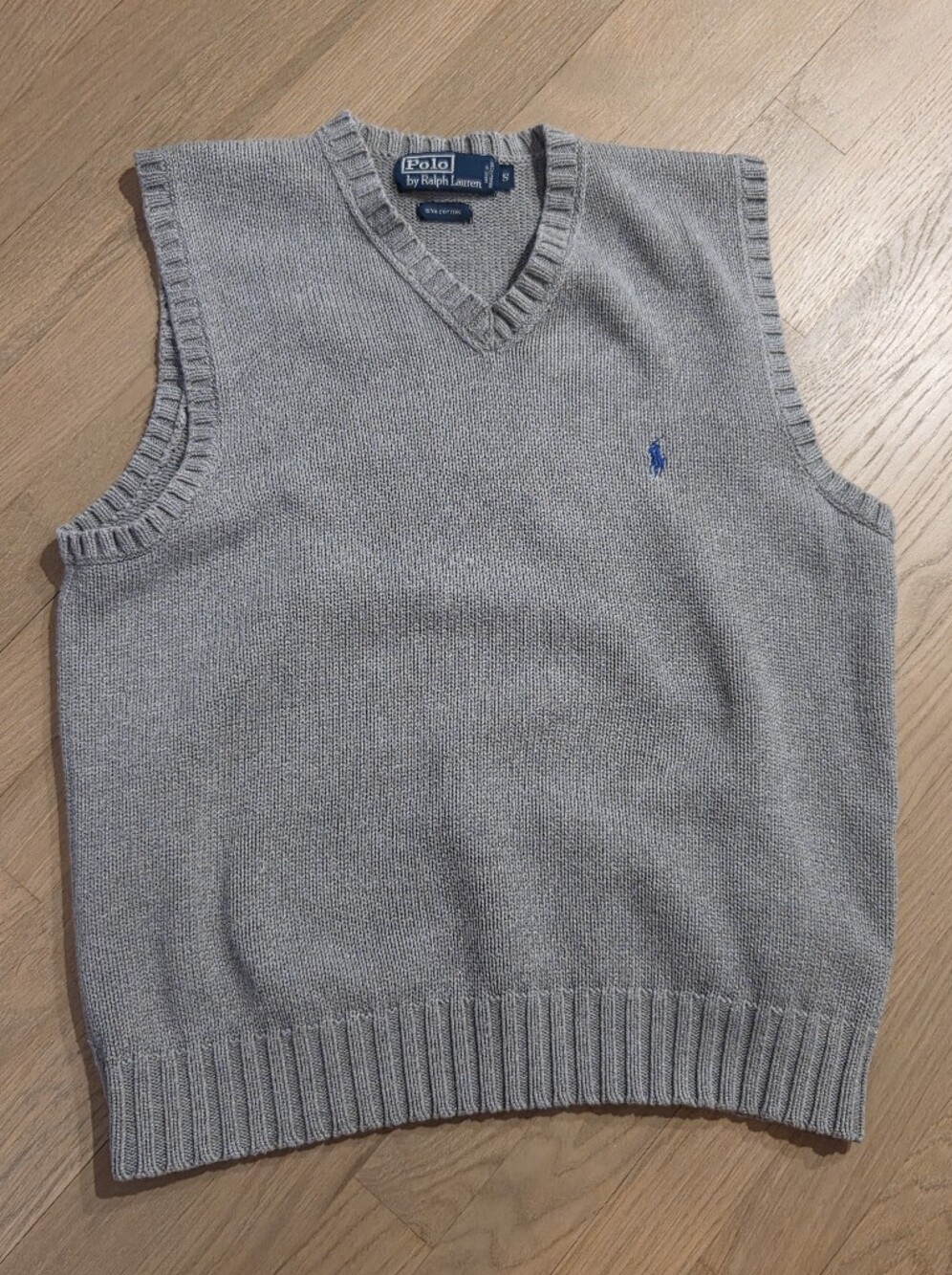 Ralph Lauren Polo Gray V-Neck Sweater Vest with Blue Pony